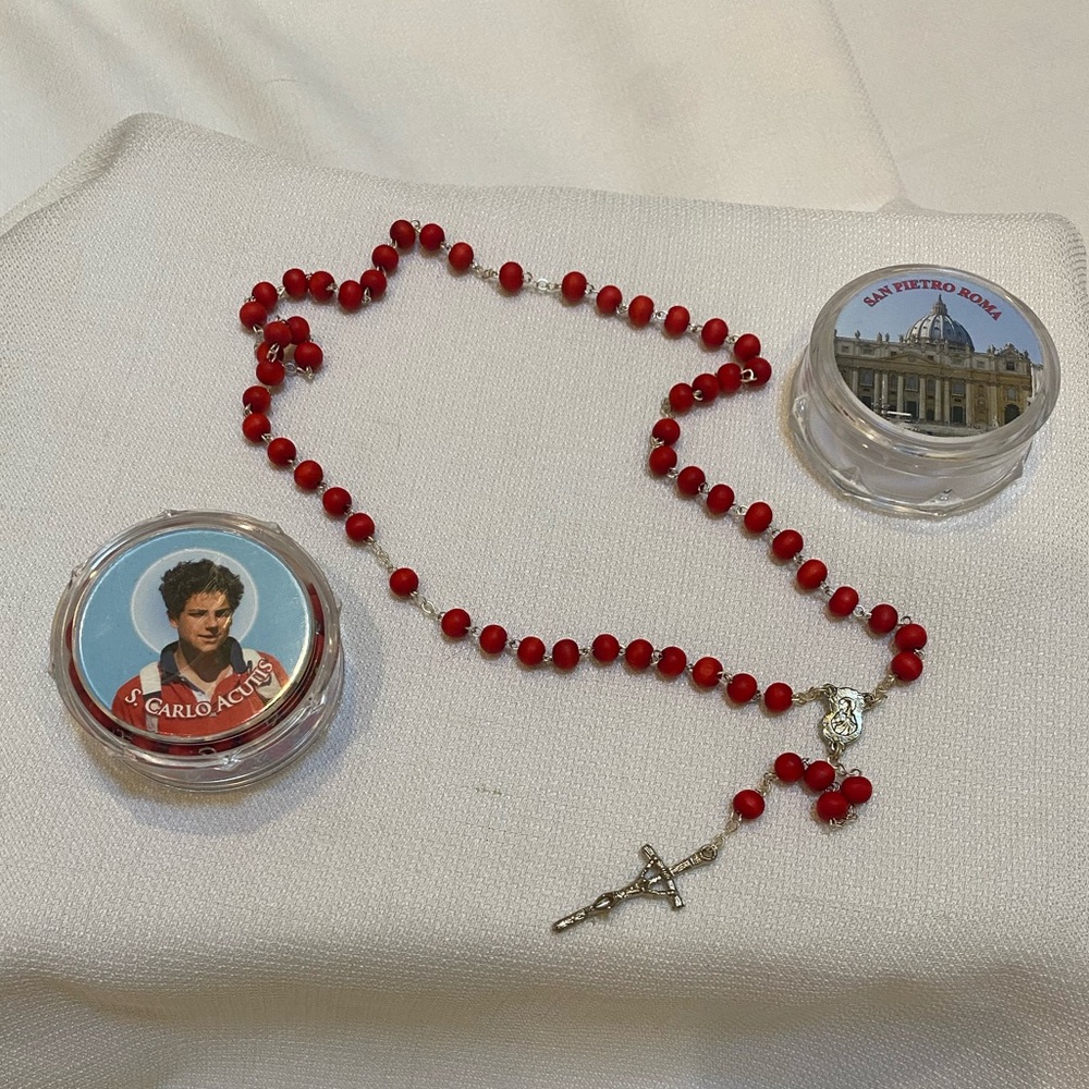 St. Carlos Acutis Rosewood Blessed Rosary Confirmation First Communion Religious